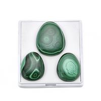 142cts Malachite Smooth Mix Shapes Approx 26.5x21.5 to 33x27mm Loose Gemstone, (Pack of 3)