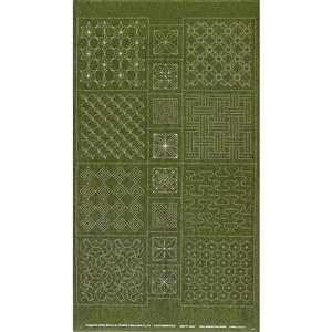 Sashiko Tsumugi Preprinted Traditional Four Seasons Summer Dark Green Fabric Panel 108x61cm