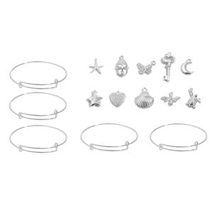 Silver Plated Base Metal Bracelets, 5pcs & Silver Plated Base Metal Charms, 10pcs With Downloadable Instructions By Claire Macdonald