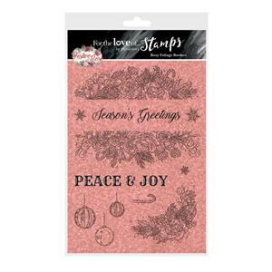 For the Love of Stamps - Rosy Foliage Border A5 Stamp Set