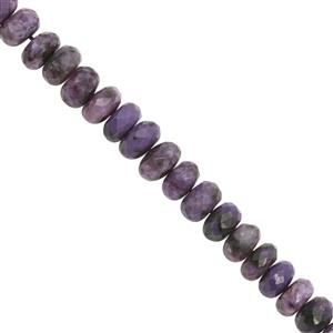 70cts Charoite Graduated Faceted Roundelle Approx 6x3 to 8.5x5.5mm, 14cm Strand