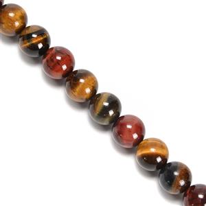 270 cts Mixed Colour Tiger Eye Plain Rounds Approx 10mm,38cm Strand