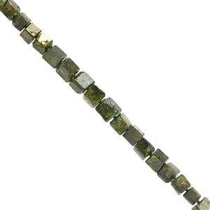 1.90cts Green Diamond Faceted Cube Approx 1 to 2mm, 3.5cm Strand