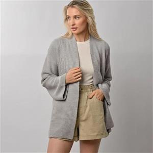 Wool Couture Light Grey Long Summer Cardigan Knitting Kit (Size L) With Free Knitting Needles Usually £4