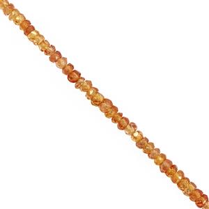 15cts Orange Sapphire Faceted Rondelle Approx 2x1 to 3x2mm, 19cm Strand