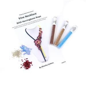 Tulip; Czech Fire Polished Beads, Mystic Glass Beads, 4 x 11/0 Seed Beads & Vine Booklet Booklwt by Monika Soltezs