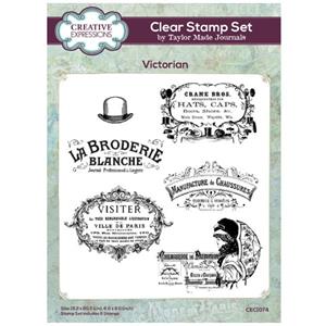 Creative Expressions Taylor Made Journals Victorian 6 in x 8 in Clear Stamp Set - 6 Stamps