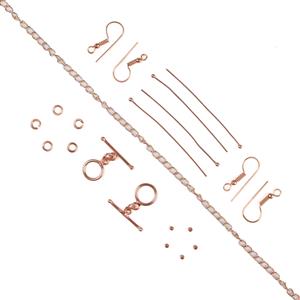 Rose Gold Plated Base Metal Essential Findings Kit (21pcs)