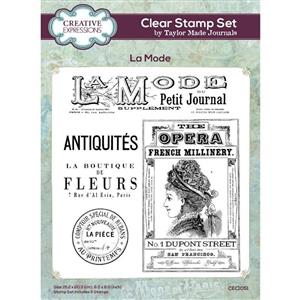 Creative Expressions Taylor Made Journals La Mode 6 in x 8 in Clear Stamp Set