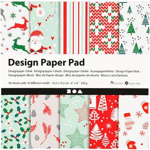 Design Paper Pad, green, red, white, 15,2x15,2 cm, 120 g, 50 sheet/ 1 pack
