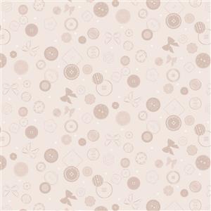 Lewis & Irene Presents Cassandra Connolly Memory Made Collection Button Jumble Taupe Fabric 0.5m