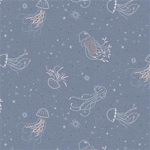 Lewis & Irene Presents Cassandra Connolly Sound Of The Sea Collection Jellyfish Dance Purple Fabric 0.5m