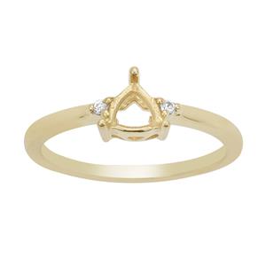 Gold Plated 925 Sterling Silver Triangle Ring Mount (To fit 5x5mm gemstone) Inc. 0.05cts White Zircon Brilliant Cut Round 1.50mm - 1pcs