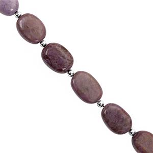 70cts Bursa Purple Jadeite Smooth Oval Approx 11x8 to 15x11mm, 15cm Strand With Spacers