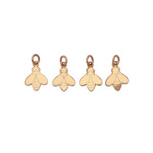 Rose Gold Plated 925 Sterling silver Flat Bee Charms, Approx 12x8mm, (Pack of 4)