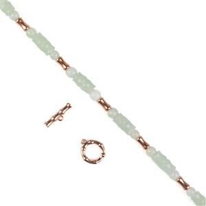 Rose Bamboo! Sterling Silver Bamboo Clasp & Type A White Jadeite with Bamboo Beads 38cm Strand