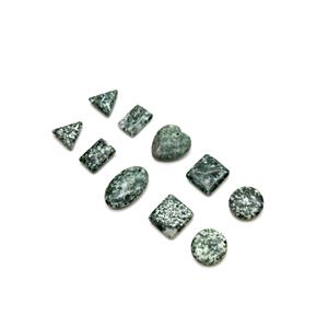 215cts Green Jasper Cabochon Assorted shapes and sizes Pendant (Set of 10) in Plastic Box