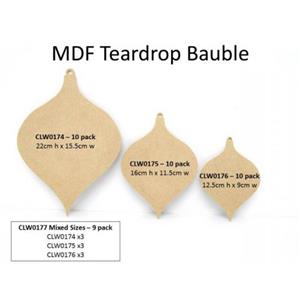 Teardrop Flat Ornament Mixed - 9pk