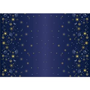 Lewis & Irene Celestial Collection Double Edge Border Navy With Gold Metallic Fabric 0.5m