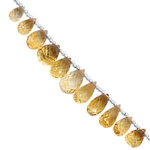 45cts Rio Grande Citrine Top Side Drill Graduated Faceted Drops Approx 7x5 to 11.5x8mm, 15cm Strand with Spacers