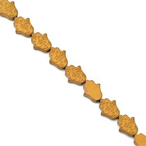 150cts Antique Gold Haematite Druzy Hamsa Hands Approx 10x12mm, 38cm Strand