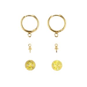 Baltic Lemon Amber Approx. 8mm Half Drilled with Gold Plated Sterling Silver Hoop Earrings and Peg (1 pair)