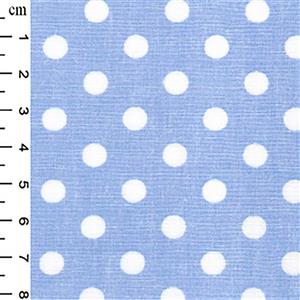 White Polka Dots on Pale Blue Cotton Poplin Fabric 0.5m