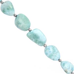 62cts Larimar Smooth Tumble Approx 9x8 to 15x13mm, 11cm Strand With Spacers