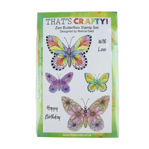 That's Crafty! A5 Clear Stamp Set - Zen Butterflies - 6 Stamps