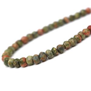 50cts Unakite Faceted Rondelles Approx 3-5mm, 33cm Strand
