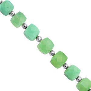68cts Chrysoprase Faceted Cube Approx 5mm to 8mm, 21cm Strand with Spacers