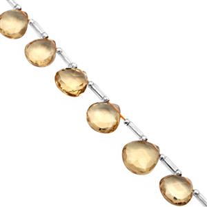 32cts Bolivian Citrine Faceted Fancy Hearts Approx 7 to 9.5mm, 14cm Strand with Spacers