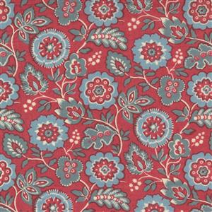 Moda La Vie Bohéme Roma Floral Reproduction Antique French Red Fabric 0.5m
