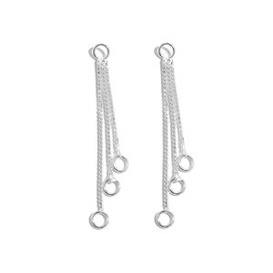 925 Sterling Silver Earring Connectors, Length of Chains is 1.5cm/2cm/2.5cm, 1 pair