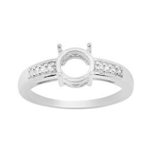 925 Sterling Silver Round Ring Mount (To fit 7mm gemstone) Inc. 0.09cts White Zircon Brilliant Cut Round 1.20mm - 1pcs