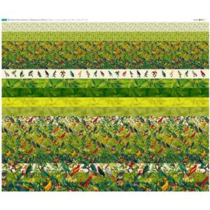 Pandemonium of Parrots 18 Strips Fabric Panel (140 x 123cm)