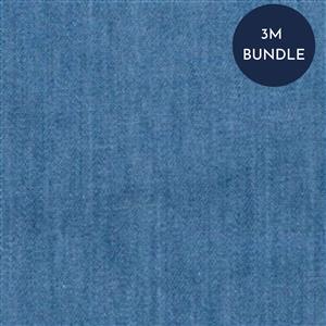 Light Blue 4oz Washed Denim Cotton Fabric Bundle (3m)