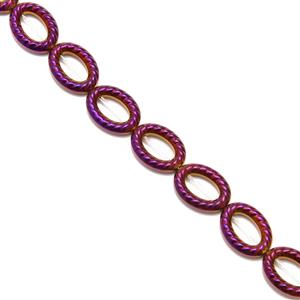 150cts Purple Haematite Hollow Oval Rings Approx 12x16mm, 36cm Strand