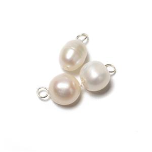 925 Sterling Silver Freshwater Pearl Charms 7-11mm, 3pcs (1x Rice, 1x Potato and 1x Nugget)