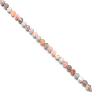 30cts Peach Botswana Agate Plain Rounds Approx 4mm, 38cm Strand