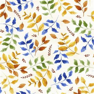 Bountiful & Blue Collection Leaves Blossom Fabric 0.5m