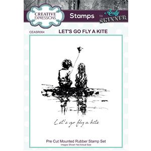Creative Expressions Andy Skinner Lets Go fly A Kite 3.5 in x 5.25 in Pre Cut Rubber Stamp