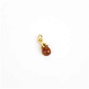 Willow & Tig Collection Baltic Amber Cognac with Gold Plated 925 Sterling Silver Molten Bale, Approx 13x6mm