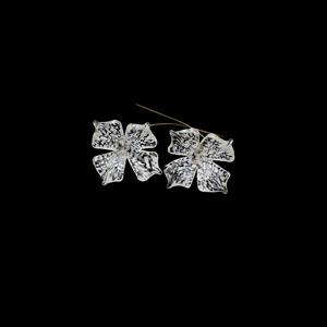 Preciosa Lampwork Flower Beads - Crystal/Silver, 30mm (2pc)