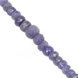 45cts Tanzanite Graduated Faceted Rondelle Approx 3x1.5 to 6.5x4.5mm, 20cm Strand