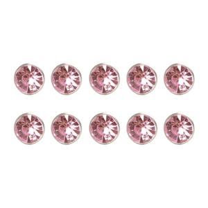 Green Machine 8mm Diamante Rivets with Light Pink Rhinestone (10 Sets)