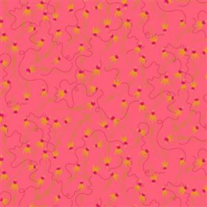 Alison Glass Wildflowers Collection Coneflowers Coral Fabric 0.5m