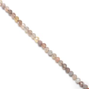 15cts Peach Botswana Agate Faceted Rounds Approx 3mm, 38cm Strand