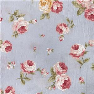 Floral Story Tossed Roses On Sky Fabric 0.5m - Sewing Street exclusive