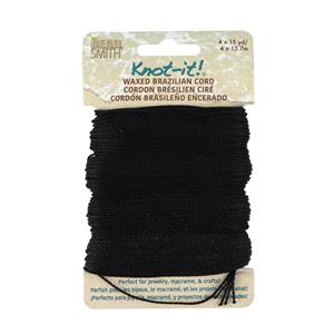 Knot It Waxed Poly Cord Black 60 Yards
